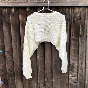 Prettylittlething White Cropped Knit Sweater: New